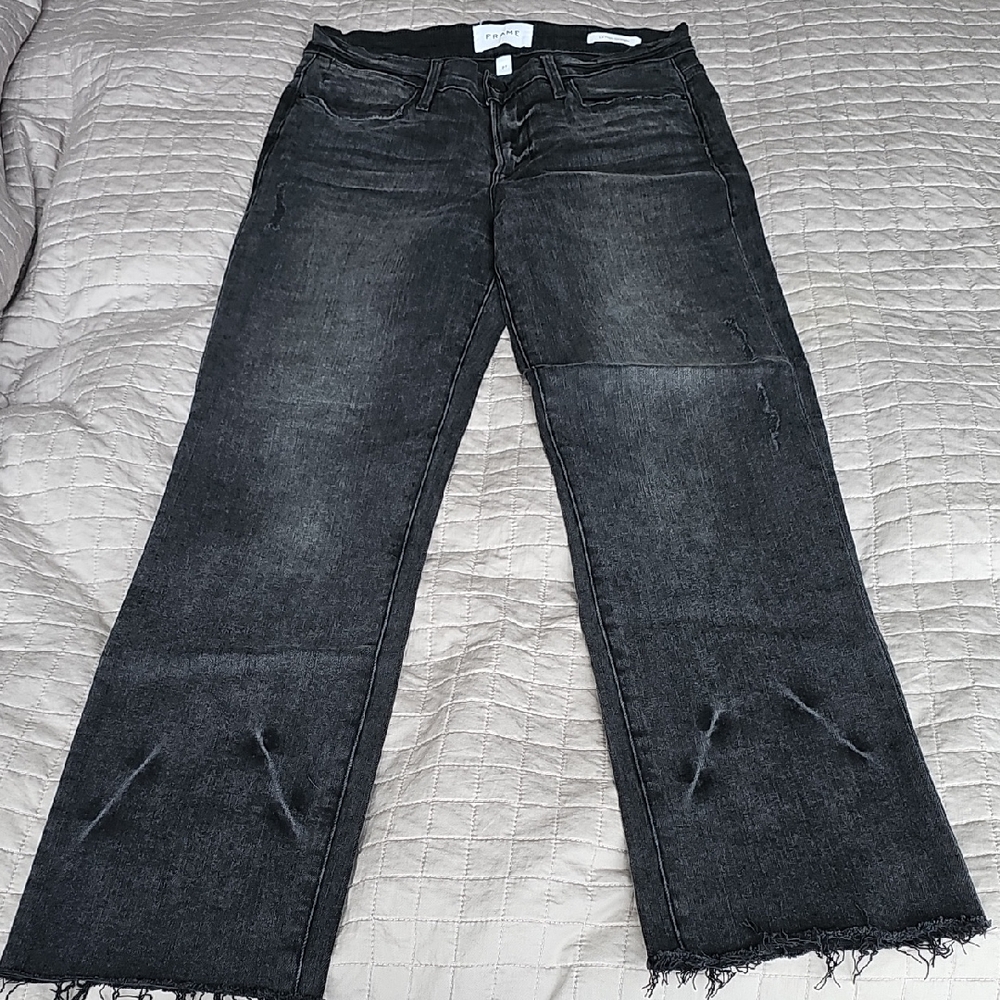 Frame Denim Le High Straight Leg Charcoal Jeans